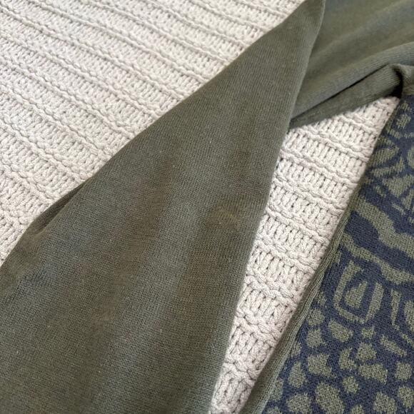 PrAna Green Zip Up Misha Duster Sweater Medium Hooded Jumper Jacquard Pattern - Picture 9 of 9